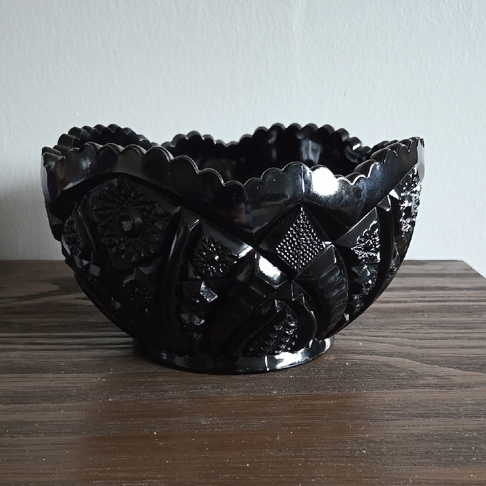Shop Closing Vintage Black Glass Bowl